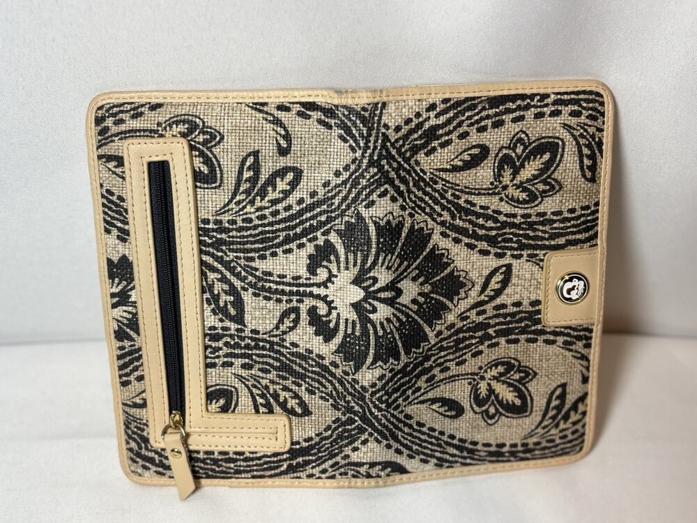 Spartina 449 Bellinger Daufuskie Island Linen Leather Wallet Black Cream Floral